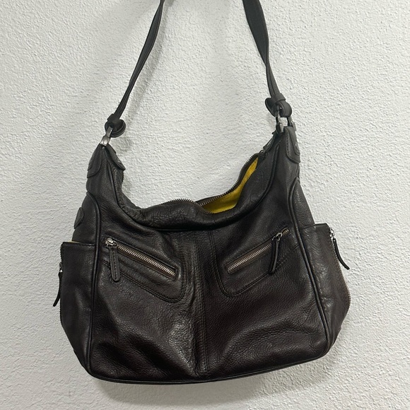 Danier Brown Luxury Leather Underarm Handbag approx 13”x8” - Picture 1 of 10